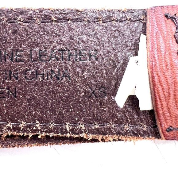 Vintage GAP Brown Leather 1.25" Wide Boho Studded Belt Womens Small - Picture 6 of 7